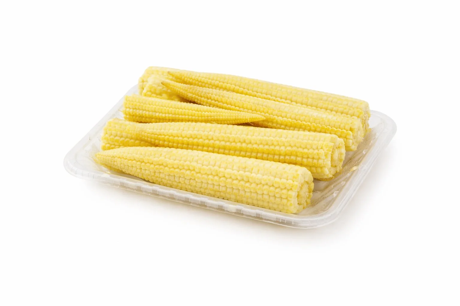 Fresh baby corn supermarket tray